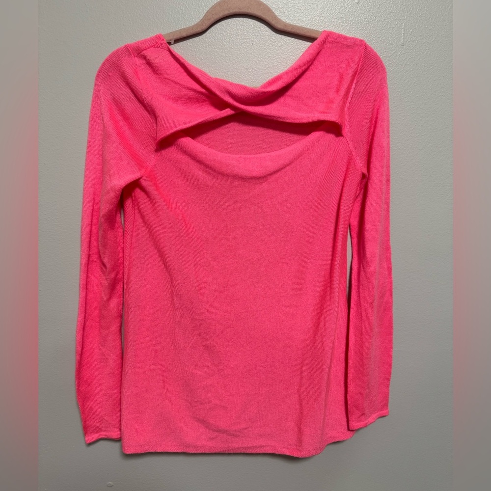 Women’s Lily Pulitzer Open Back Pink Knit Long Sleeve Sweater
